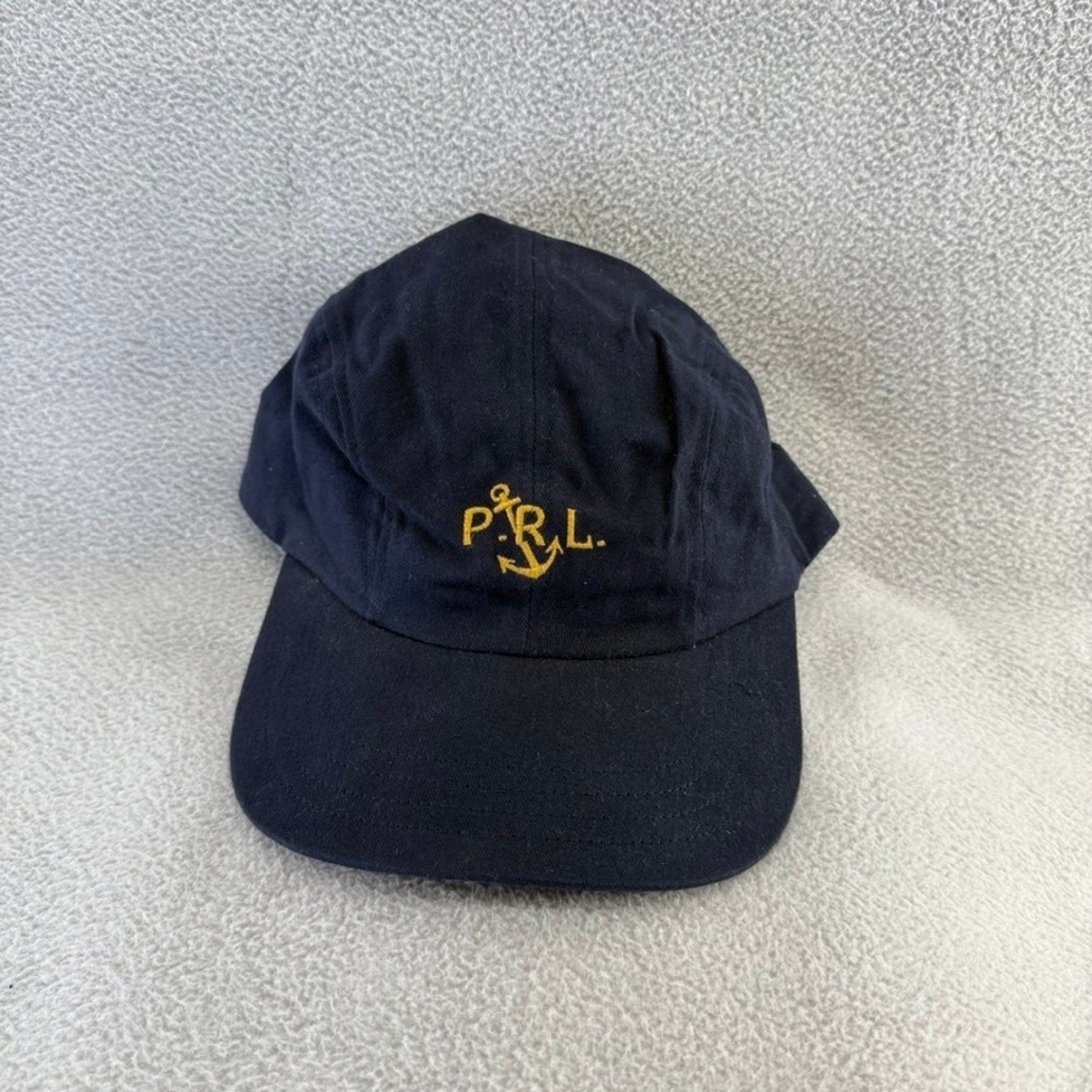 Vintage Polo Ralph Lauren Hat Mens Large Navy Blue PRL Anchor Nautical logo 90s